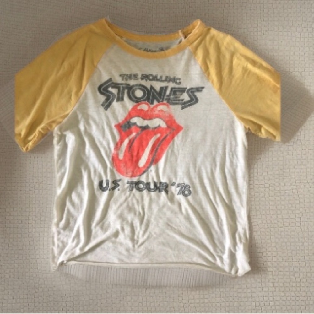 Rolling Stones baseball sleeve soft T shirt great preowned cond Juniors Medium